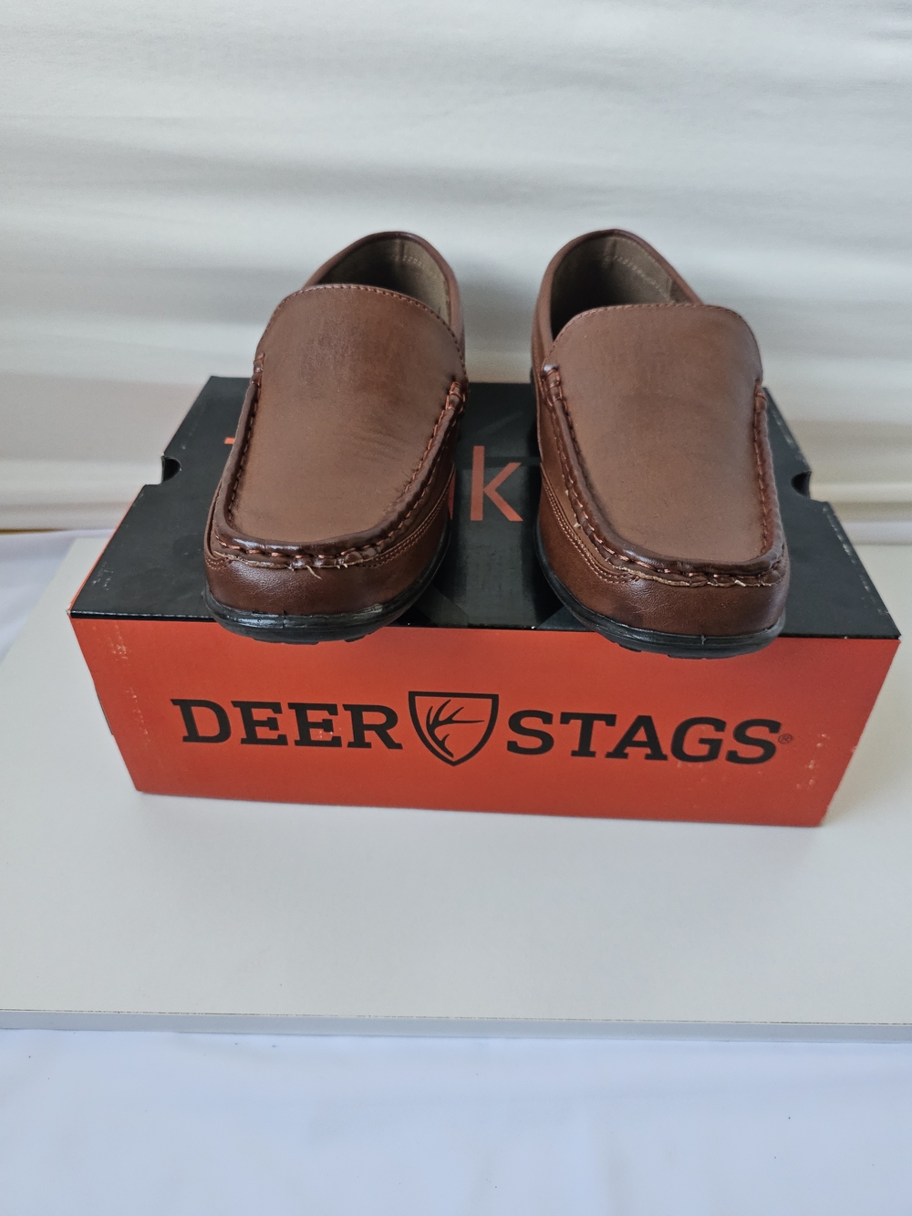 Deer Stags Kids Booster Slip-On Loafers - Dark Luggage Brown, Size 4M - Picture 14 of 16